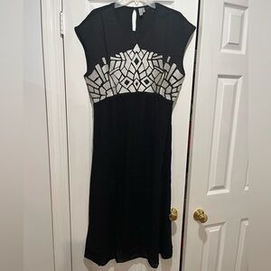 Anthropologie Bl^nk London black embroidered midi dress